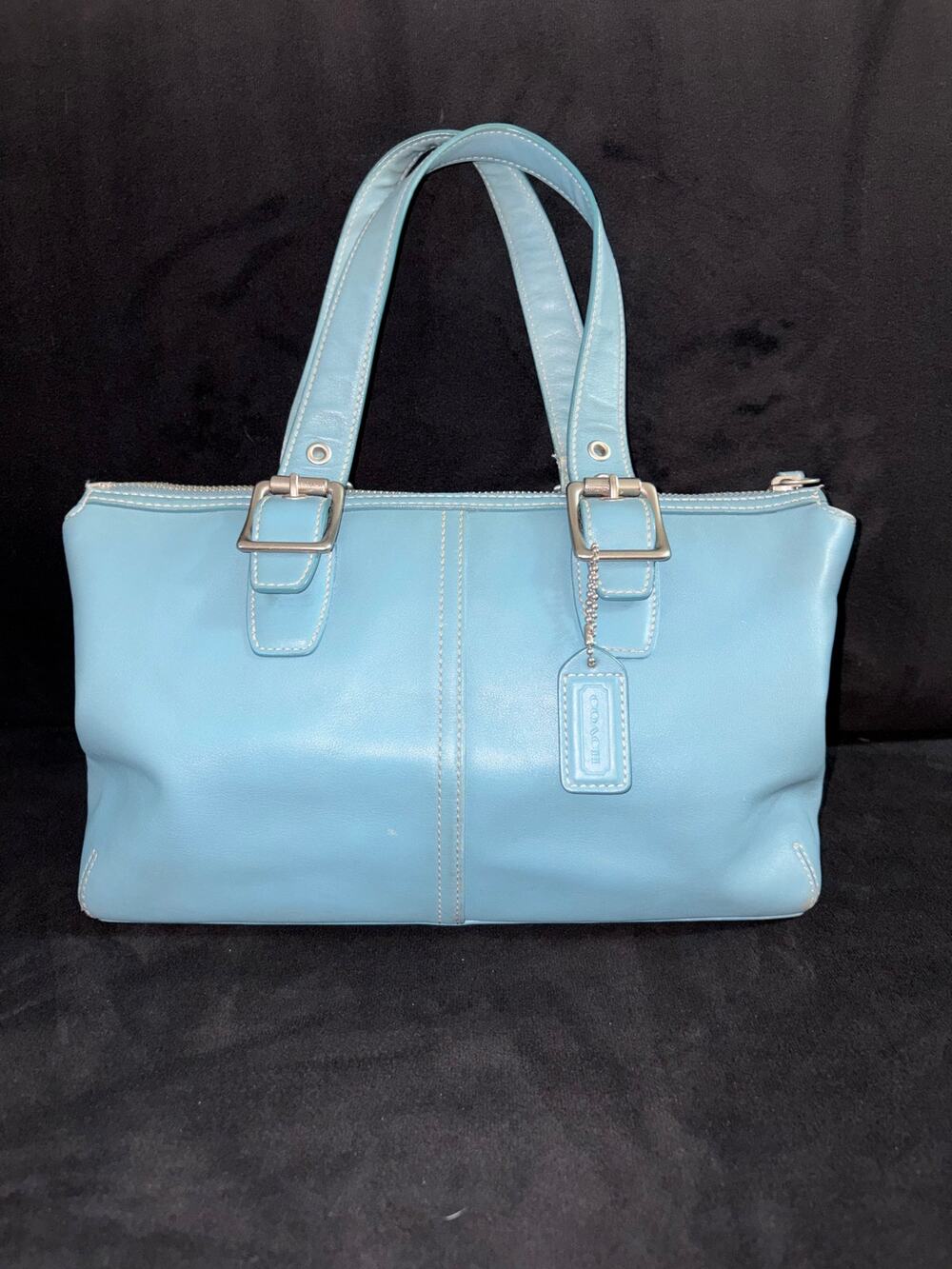 Vintage 2005 Coach Legacy Zip-Top Satchel in Teal/Sky Blue